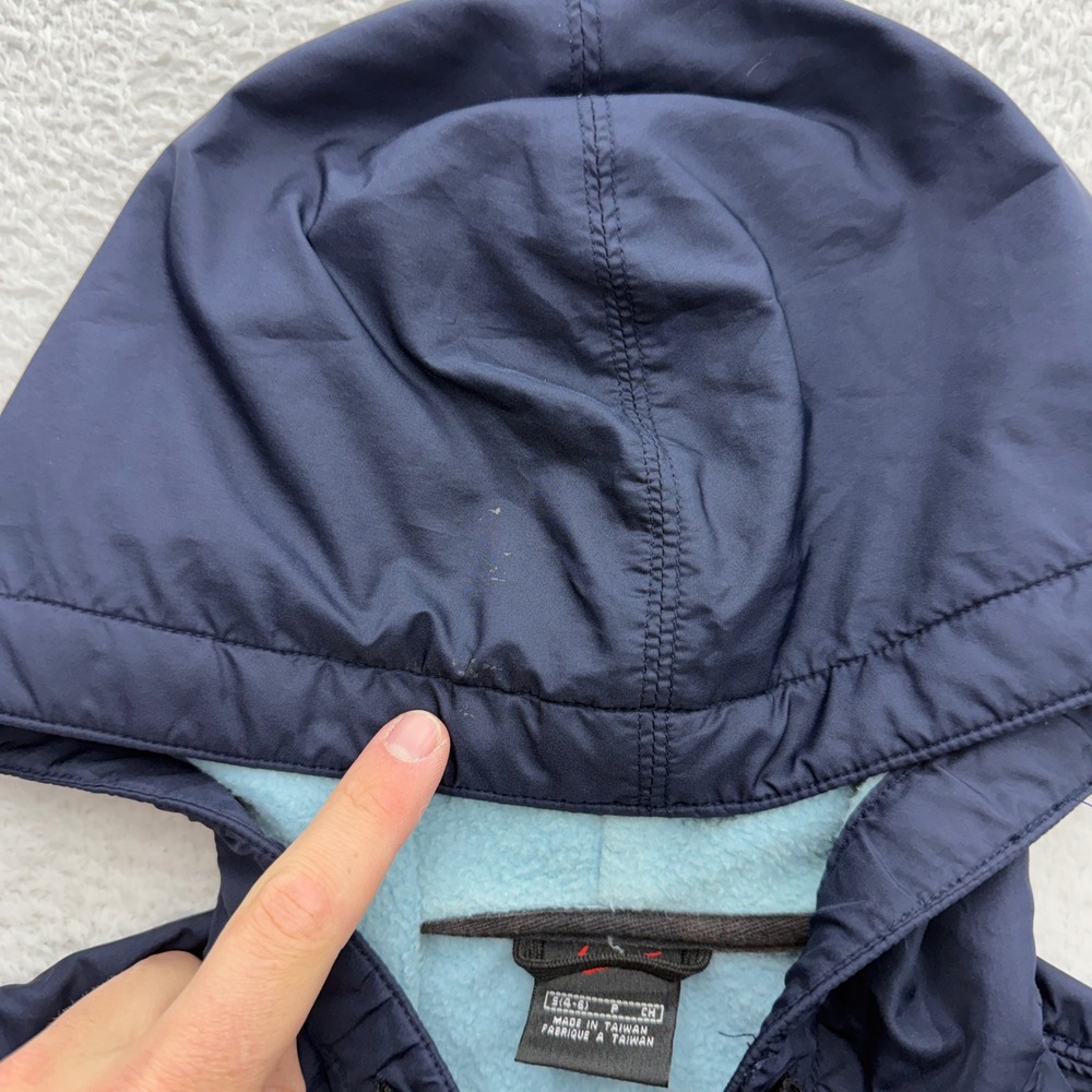 Vintage Nike 90s Womens Full Zip Fleece Lined Hooded Jacket Navy Blue Small - Picture 4 of 11